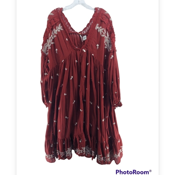 FREE PEOPLE BOHO TIER DRESS BALLON SLEEVE SIZE SMALL - Picture 1 of 14